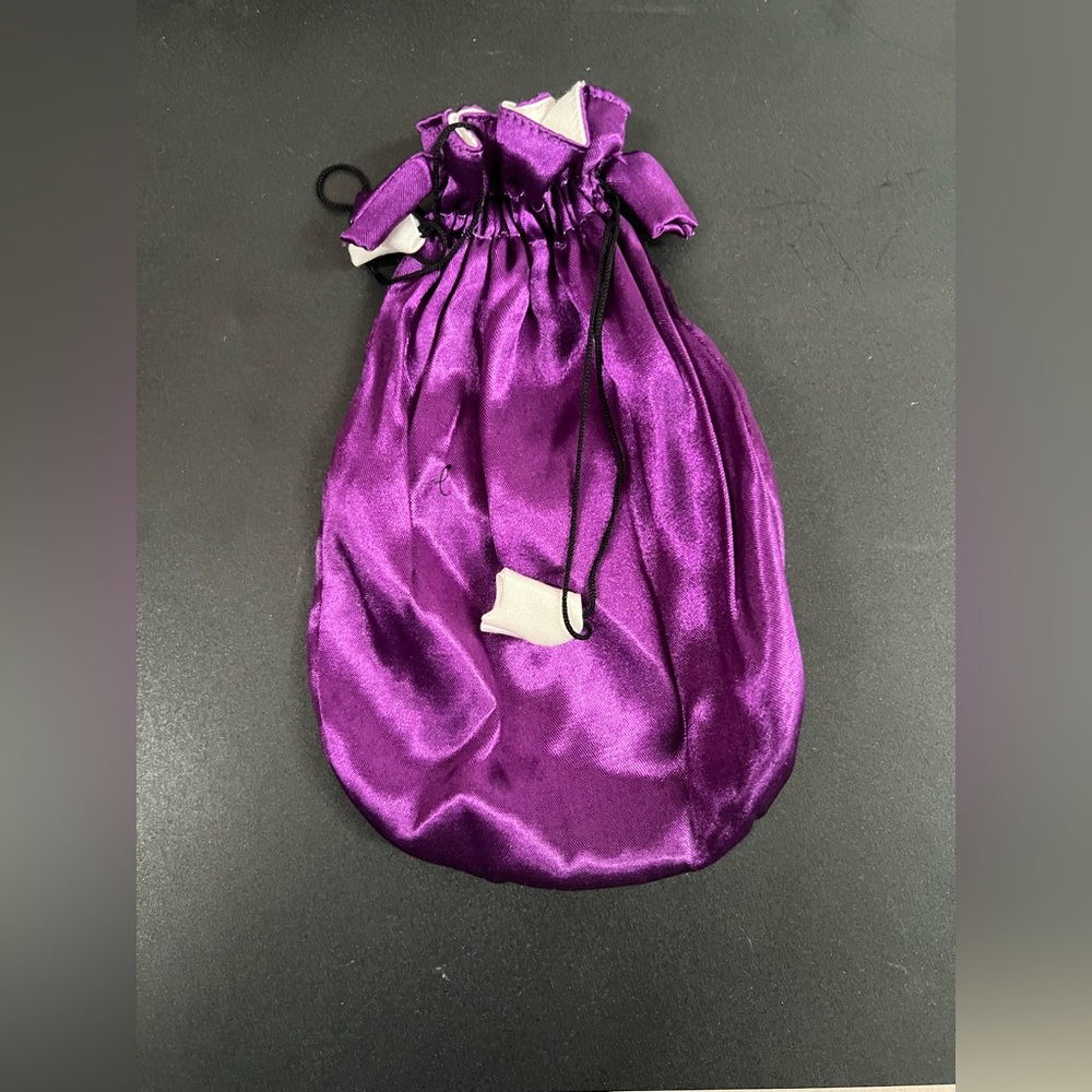 Purple satin drawstring pouch